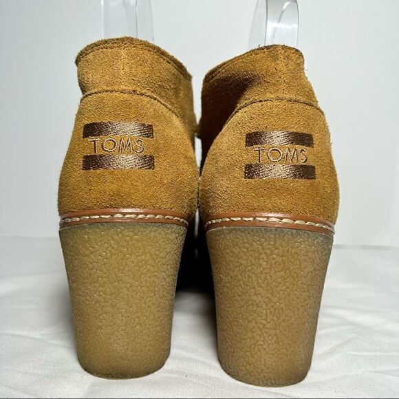 TOMS Desert Wedge Shearling Suede Heels in Wheat 7.5 - Picture 4 of 10